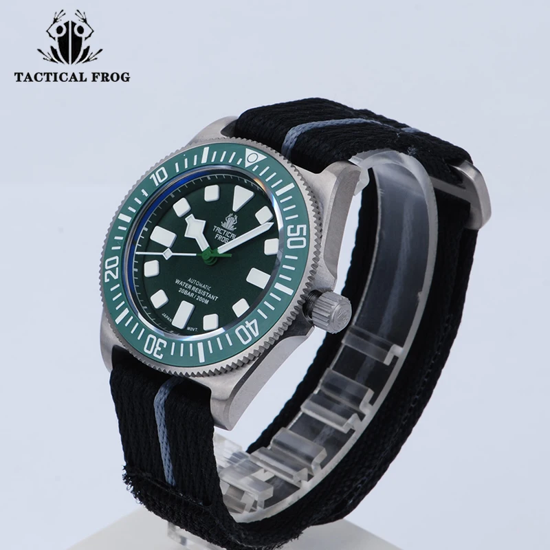 Neue v4 taktische frosch fxd 42mm uhr für männer nh35 automatische mechanische bewegung titan saphir leuchtende 200m tauch armbanduhr