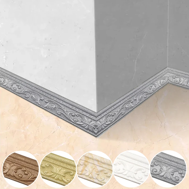 230cm 3D Foam Embossed Corner Line Self-adhesive Wall Waist Waterproof Decor Sticker Border Edge Strip Decoration |