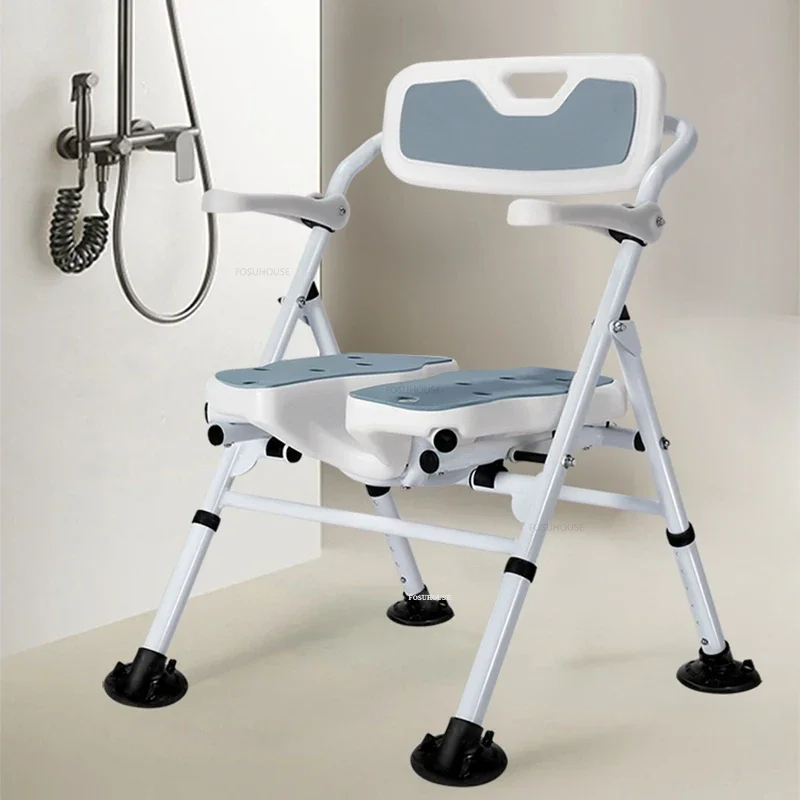 Foldable Bath Chair Wall-mounted Shower Seats with Armrests Home Portable Camping Chair Bathroom Elderly Special Non-slip Stool 2
