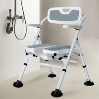 Foldable Bath Chair Wall-mounted Shower Seats with Armrests Home Portable Camping Chair Bathroom Elderly Special Non-slip Stool 2