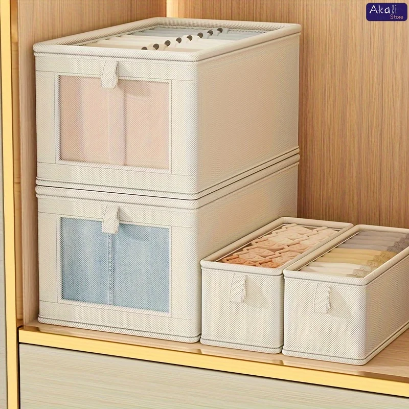 Foldable Canvas Storage Box with Clear Window for Home Organization
