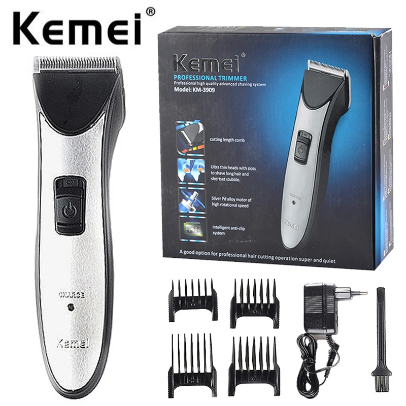 Kemei Portátil Profissional Tesoura Elétrica Aparador Barbeador Elétrico Material de Alta Qualidade Recarregável Plug ue Km3909