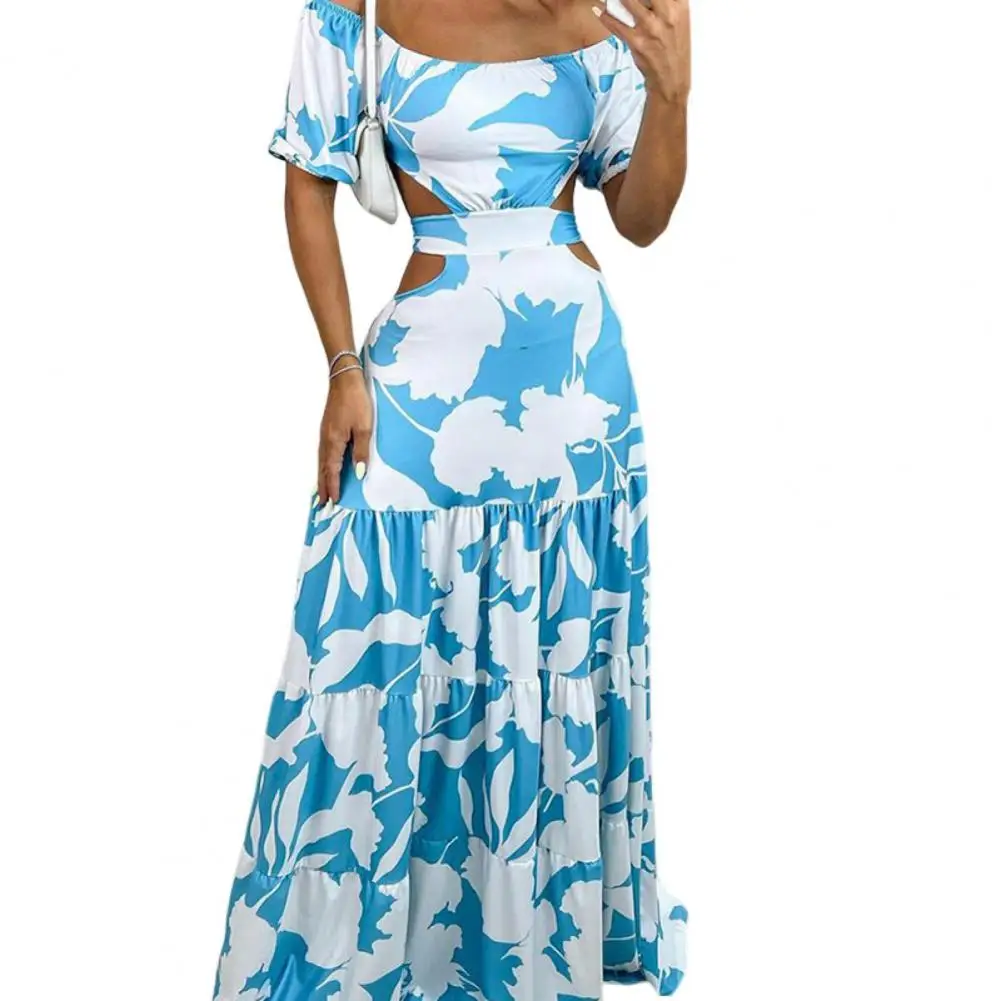 Summer Maxi Dress Sexy Off The Shoulder Mesh Hollow Out Cutout Dress Women