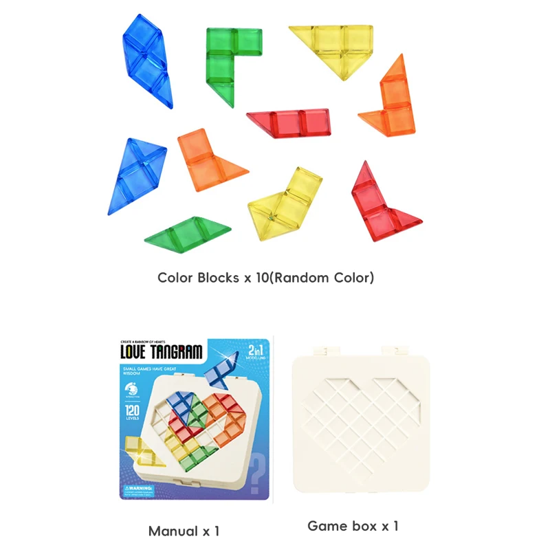 IQ Love Heart Shaped Puzzle Game 120 Challenges Board Game Children Educational Learning Toys Intellectual Development for strategic puzzle game