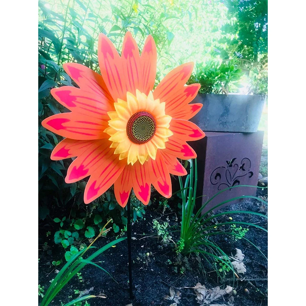 Description Picture 6 of itemSunflower Windmill Wind Ornaments for Home Outdoor Exterior Lawn Backyard Courtyard Vіrka Party Yard & Garden Decors Supplies
