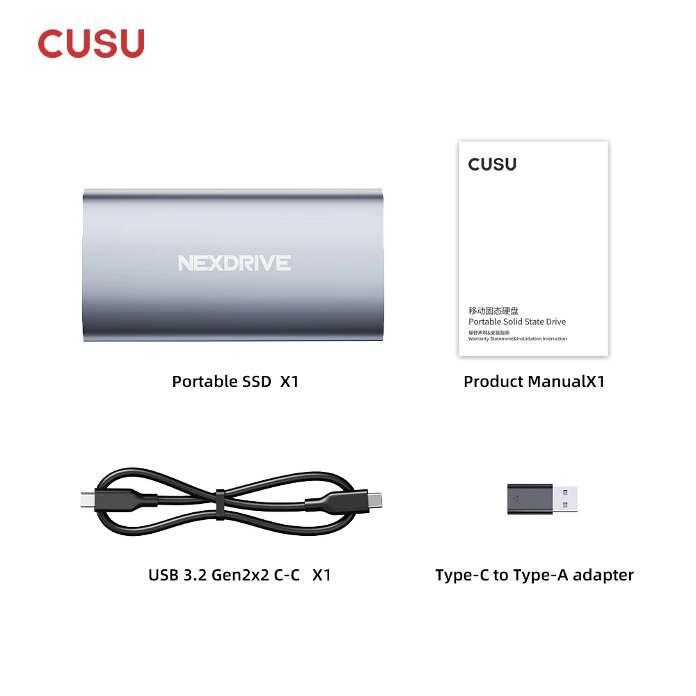 CUSU Portable SSD 512gb 1tb External Hard Drive 20Gbps USB3