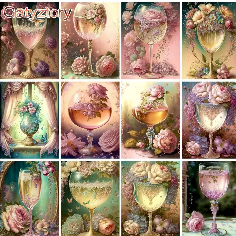 

GATYZTORY Modern Painting By Numbers Gift Cup Flowers Artwork For Adults Drawing By Numbers Forest On Canvas Kill Time 40X50cm