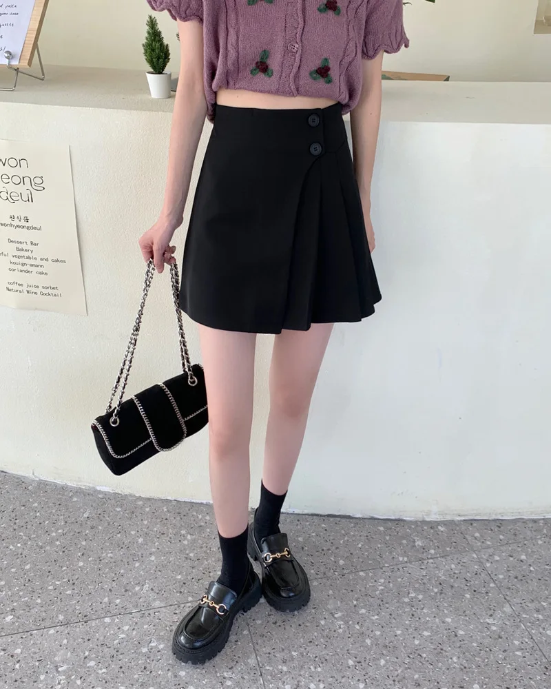 pink skirt High Waist Mini Skirts Women New 2022 Korean Style Streetwear All-match Solid Color Ladies A-line Short Pleated Skirt skater skirt