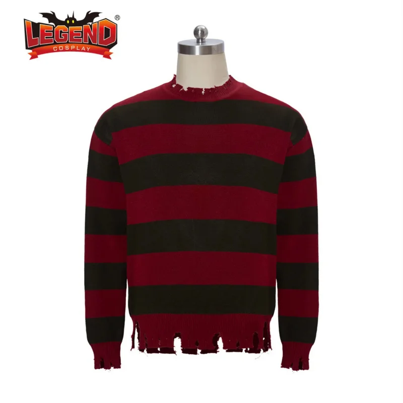 

Свитер для косплея Freddy Krueger, страшный костюм, трикотажный Полосатый Топ с длинным рукавом для женщин и мужчин