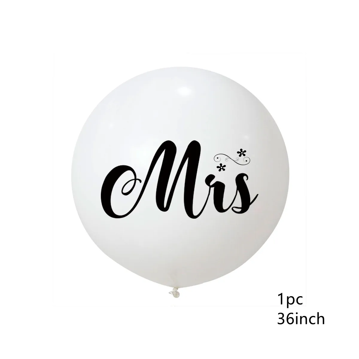 thumbnail image 1 of Globo grande de látex redondo de 36 pulgadas con estampado blanco de Sr. y Sra., decoración para fiesta de bodas, día de San Valentín, cumpleaños, globos de aire, suministros, 1 of 5