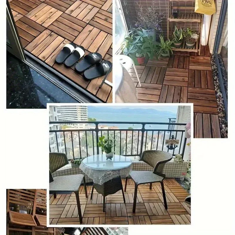 21pcs Splicing Solid Wood Flooring, Solid Splicing Terrace Tiles, Quick Splicing DIY Terrace, Deck Garden, and Poolside Flooring