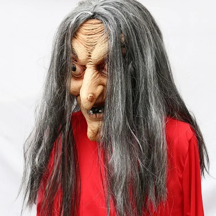 Description Picture 5 of itemEaster Simulation Witch Masks Escape Room Haunted House Female Ghost Head Covers Party Horror Witch Trick Scare Masks