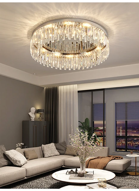 ゴールデンクリスタルLEDシャンデリアリビングルームダイニングルーム