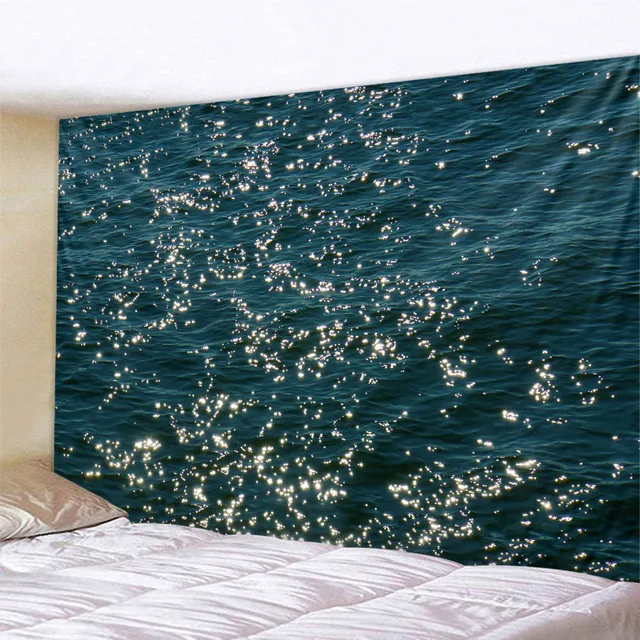 Tapisserie de mer scintillante, tissu mural suspendu, décoration murale de chambre à coucher, tapis de pique-nique en plein air, draps de plage 2