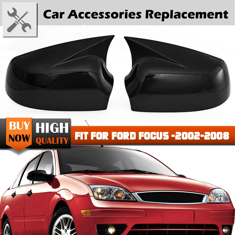 

Крышка бокового зеркала заднего вида подходит для Ford Focus 2002-2008 крыла ДВЕРИ зеркала крышки отделка автомобиля доступ пара боковой глянцевый черный