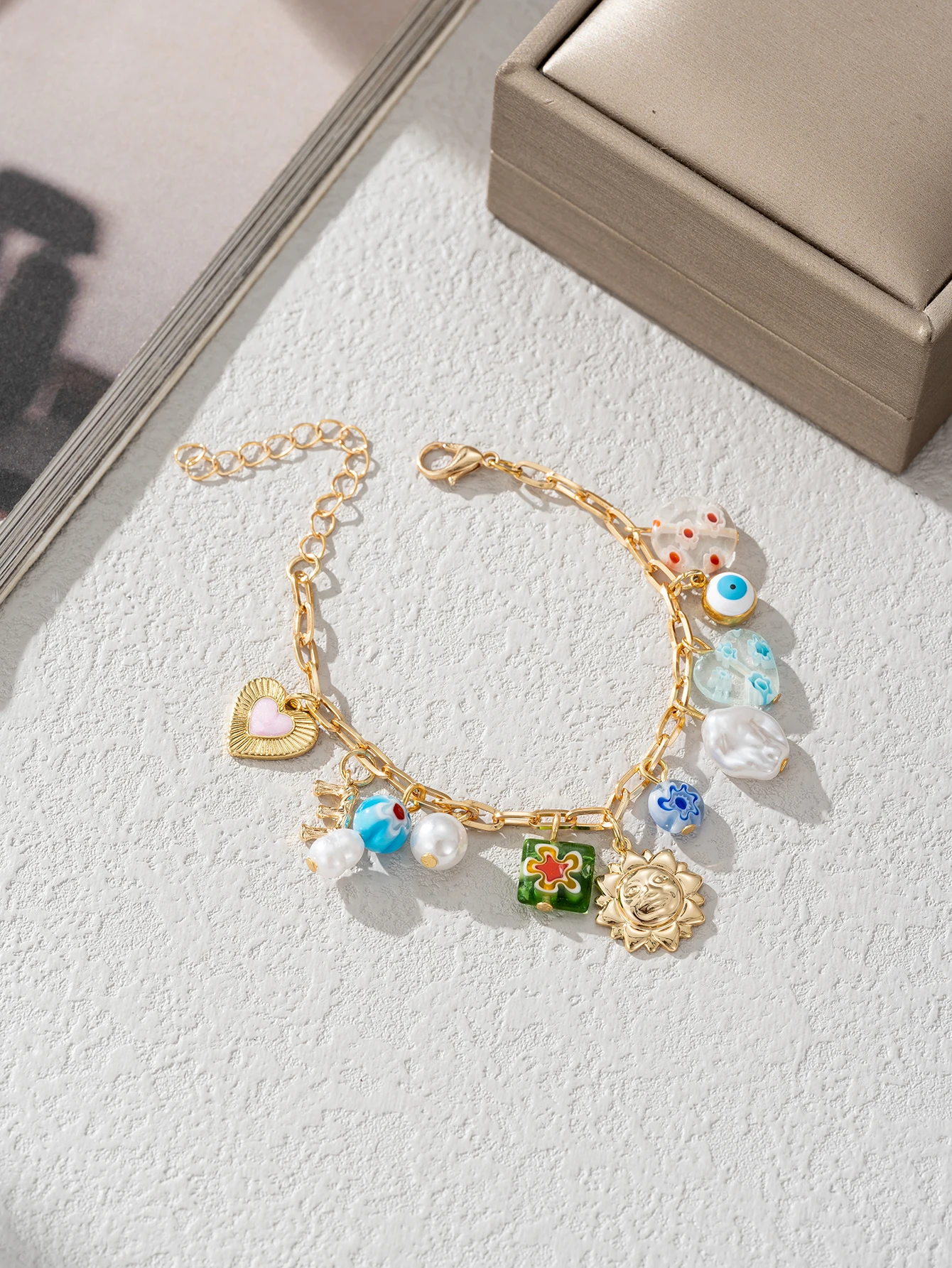 Multi Pendant Bracelet Copper Jewelry Womens Daily Accessories