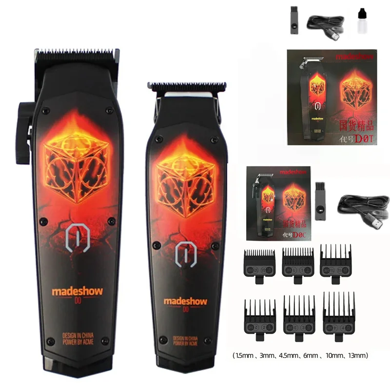 

D0C D0T New MadeShow M10+M11 Professional Hair Clipper + Trimmer Set 0.1mmMair Cutter Cutting T Blade High Speed High Quality