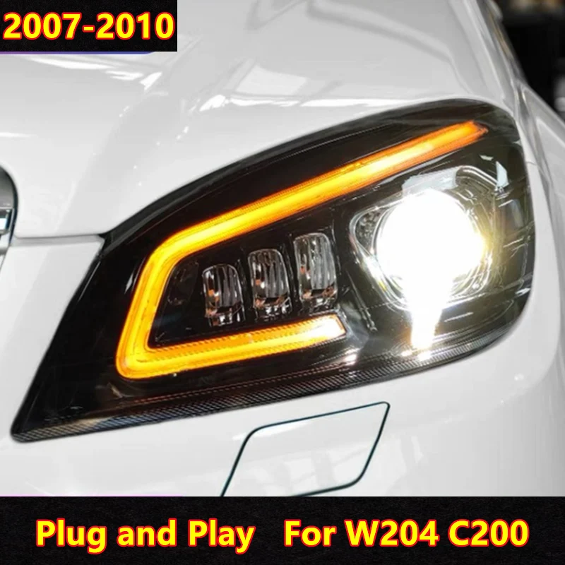 

For Benz W204 LED Headlight 2007-2011 Headlights c200 c260 c300 DRL Turn Signal High Beam Angel Eye Projector Lens