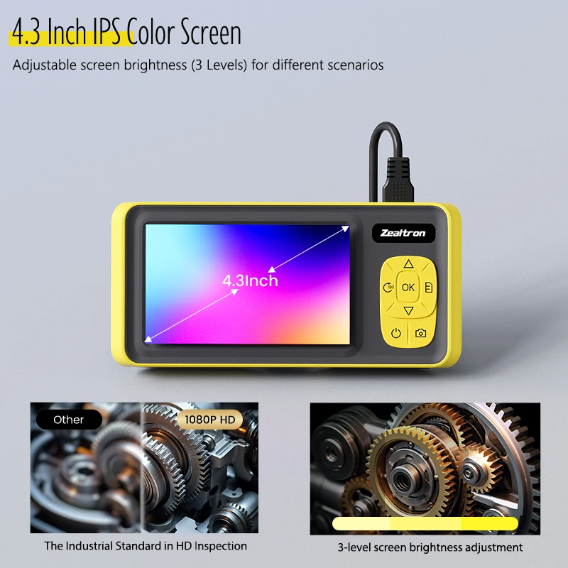 1-15m 4.3'' IPS 산업용 내시경 3.9mm/5.5mm/8mm 1080P 카메라 분리형 디자인 자동 초점 8mm 1920P 리지드 케이블 2600mAh