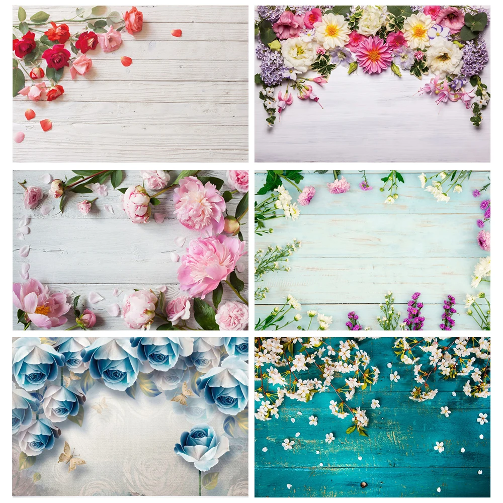 

Фон для фотосъемки Laeacco, розовые цветы, весенние лепестки, серая белая деревянная доска для цифровой фотостудии, фон для фотосъемки