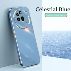 Square Plating Silicone Phone Case - Premium Soft Back Cover for Nothing Phone (4a) (Celestial Blue)