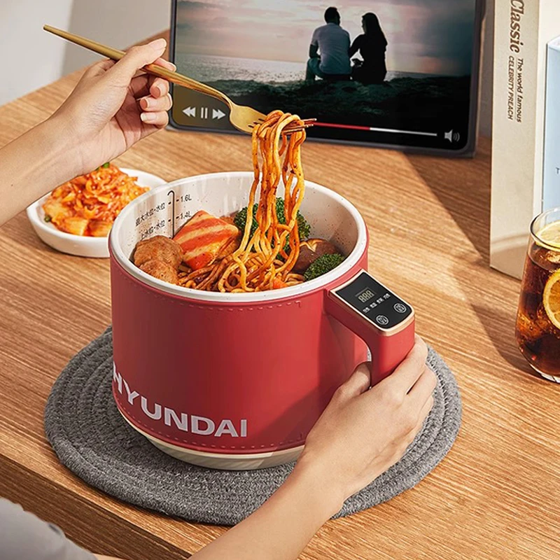 HYUNDAI Multi-function Cooker Household Electric Cooker 1.8L Non-stick Mini Electric Hot Pot Portable Multi Cooker with Steamer 5