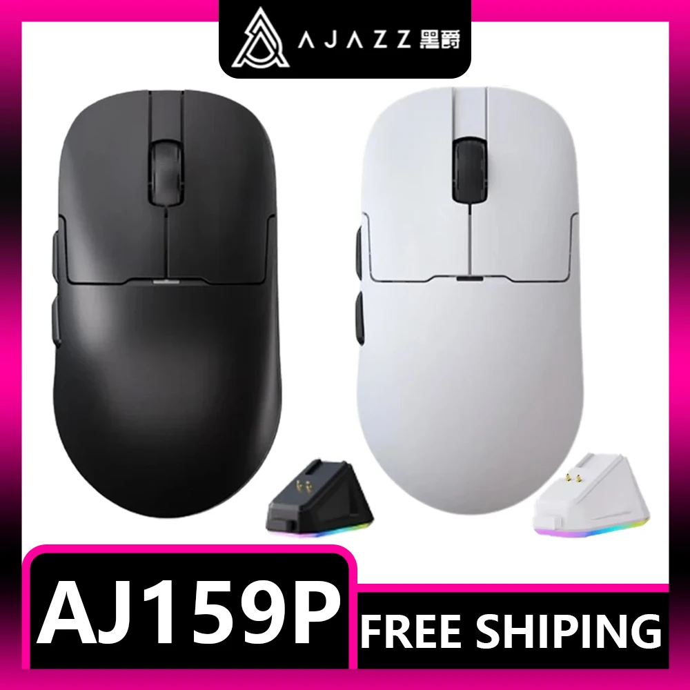 

Ajazz Aj159P Mouse PAW3950 Sensor 3 Mode Charging Base 8000Hz Ergonomics Lightweight E-sports Mouse Pc Gaming Mice Man Gifts