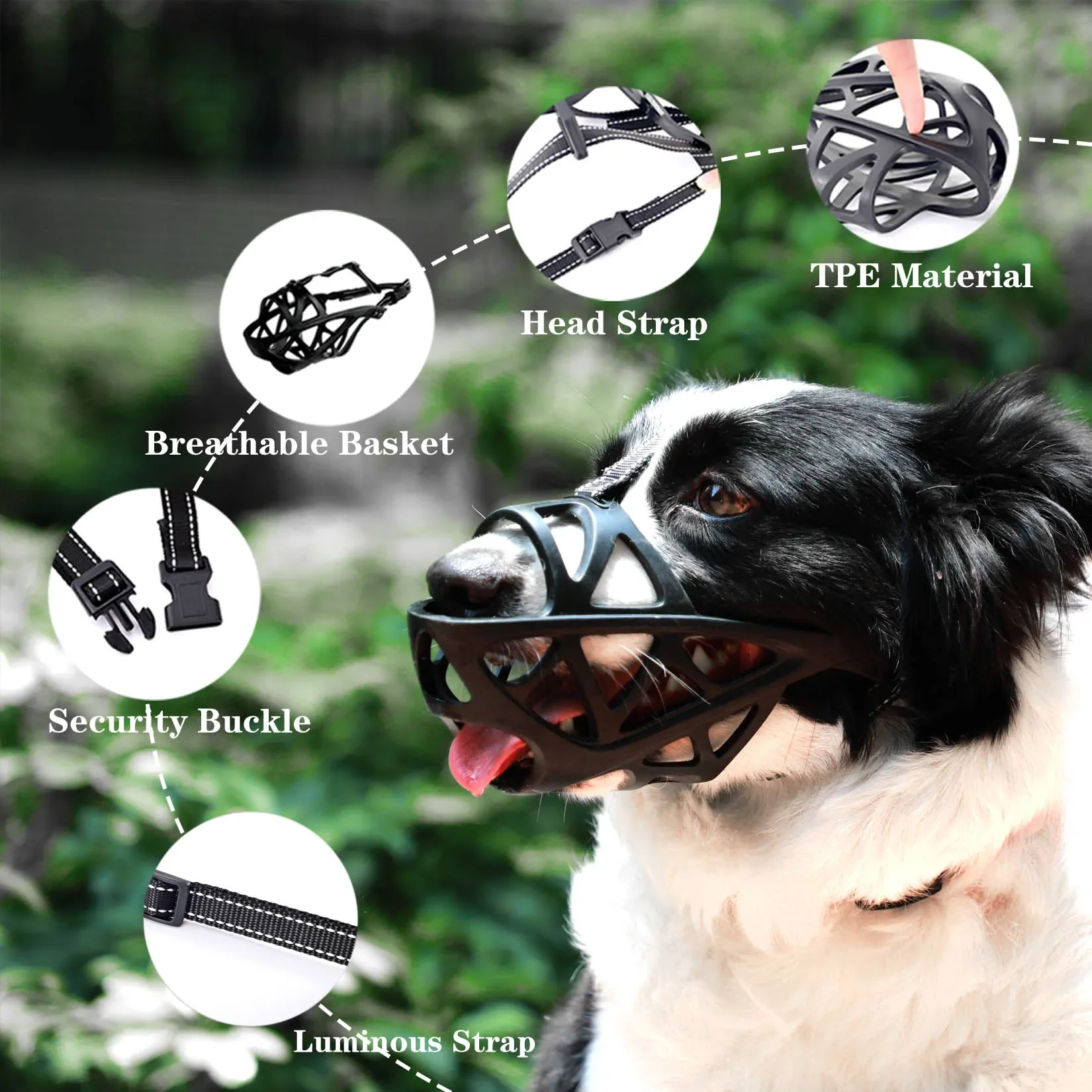 Dog Muzzles Reflective Adjustable Anti Biting Mouth Mask Small Medium Dogs dog muzzle