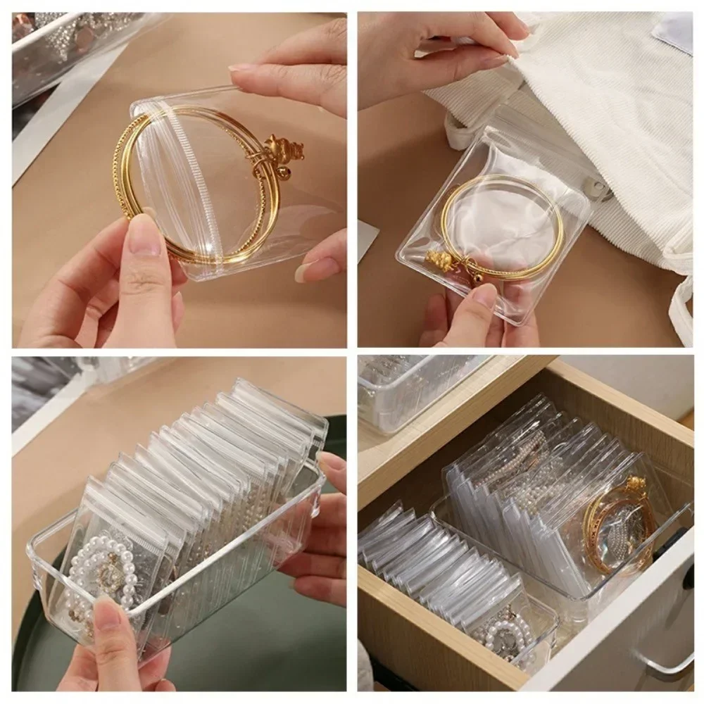 투명 PVC 주얼리 정리함 파우치 가방, 산화 방지 귀걸이 펜던트 목걸이, 팔찌 보관 거치대 상자, 30 개, 50 개, 100 개
