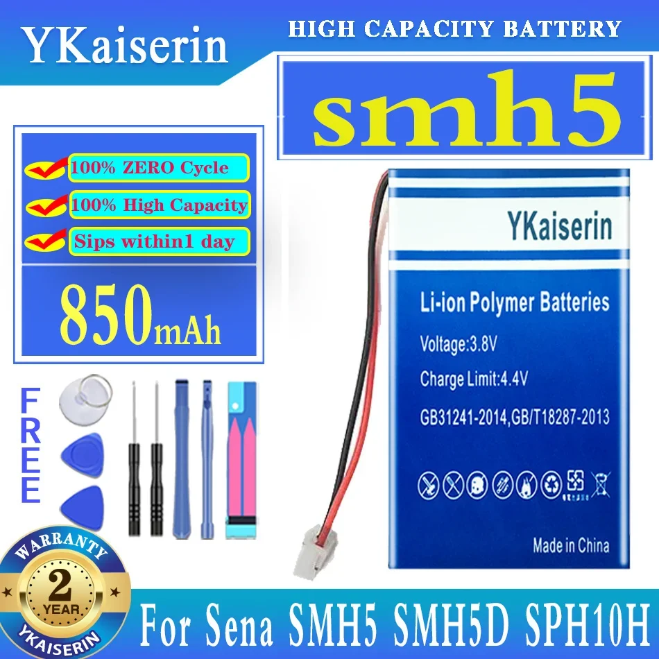 Batteria Ykaiserin 850Mah Per Auricolare Bluetooth Sena Smh5 Smh5D Sph10H