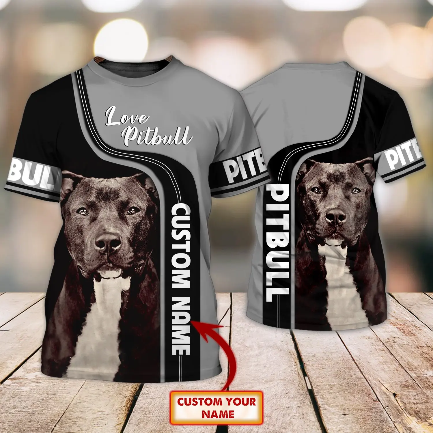 Xs7xl Dog Lover Pit Bull Personalized Name 3d All Over Printed Men T