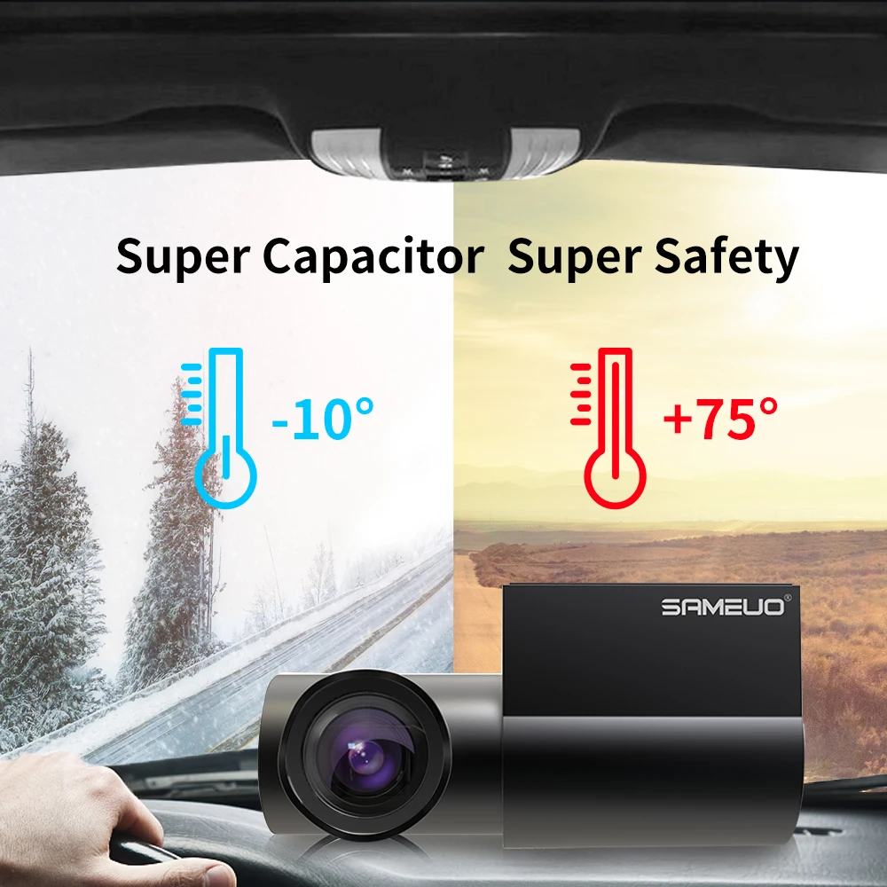 Sameuo U750 Dash Cam Car Dvr 4K Rear View GPS WIFI APP Video Recorder  Reverse 24H Parking Monitor Dashcam Auto Car Camera Dvr