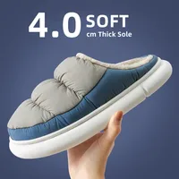 Big Size 48 49 Winter Men Plush Warm Slippers Women Couples Slides Down Cloth Waterproof Home Non-Slip Outdoor Shoes Flats 2