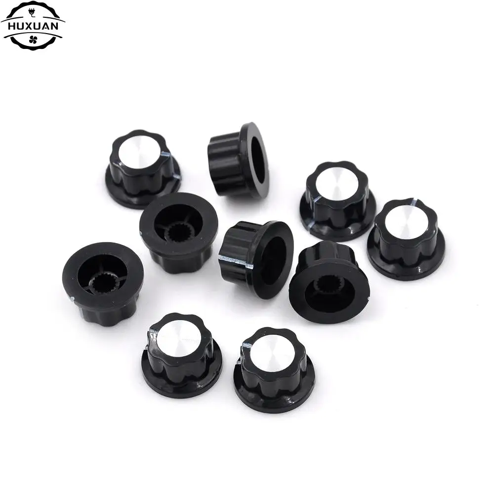 10pcs/pack Black Potentiometer Knob Rotary Cap MF-A01 A01 Potentiometer Bakelite Governor knob Material Plastic Metal rotary potentiometer