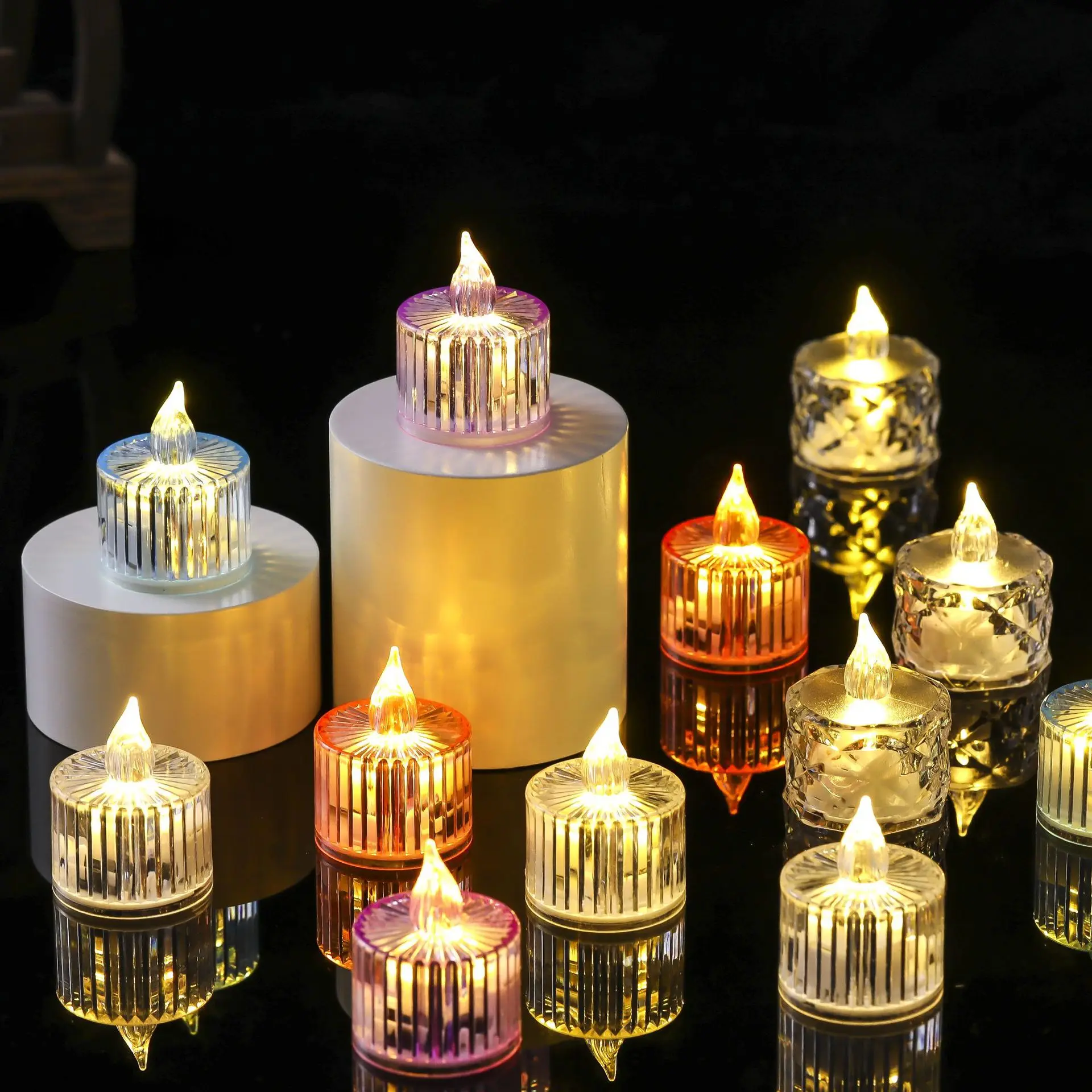 

led electronic candle light mini crystal candle holder night light creative birthday proposal atmosphere light