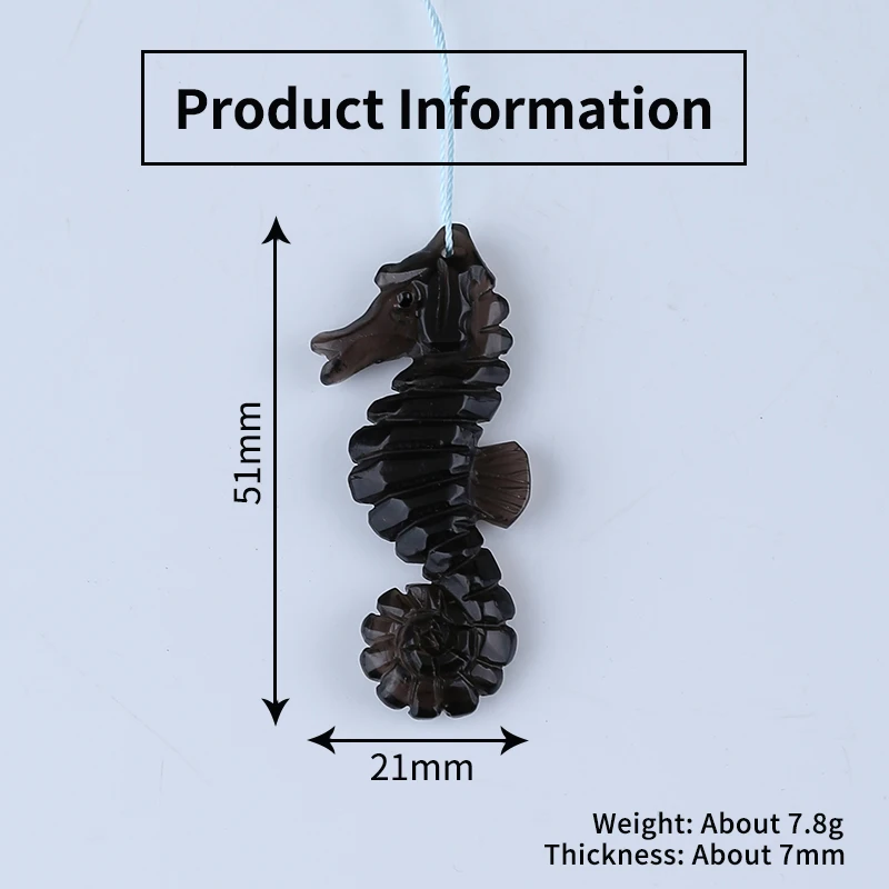 Handmade Smoky Quartz Carved Hippocampus Pendant Bead,51x21x7mm,7.8g Fashion Jewelry Necklace Accessories
