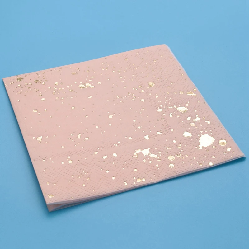 60X Gold Blocking Pink Marble Texture Disposable Tableware Set Disposable Paper Towels