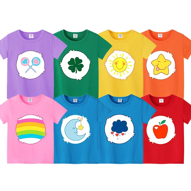 Caring Bears Short Sleeve T-shirt Cartoon Figure Printed Tshirt Kids Summer Cosplay Tee Children Clothing Cute Pattern T-shirts