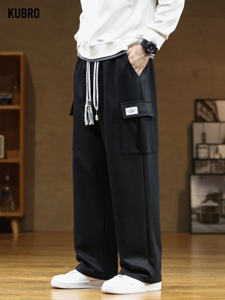 Men Sweatpants Spring Autumn Multi-Pockets Drawstring Waist Sportswear Casual Track Plus Size 8XL sport jogging trousers,wide leg pants,fleece sweatpants,fashion pants,fashionable wide leg pants