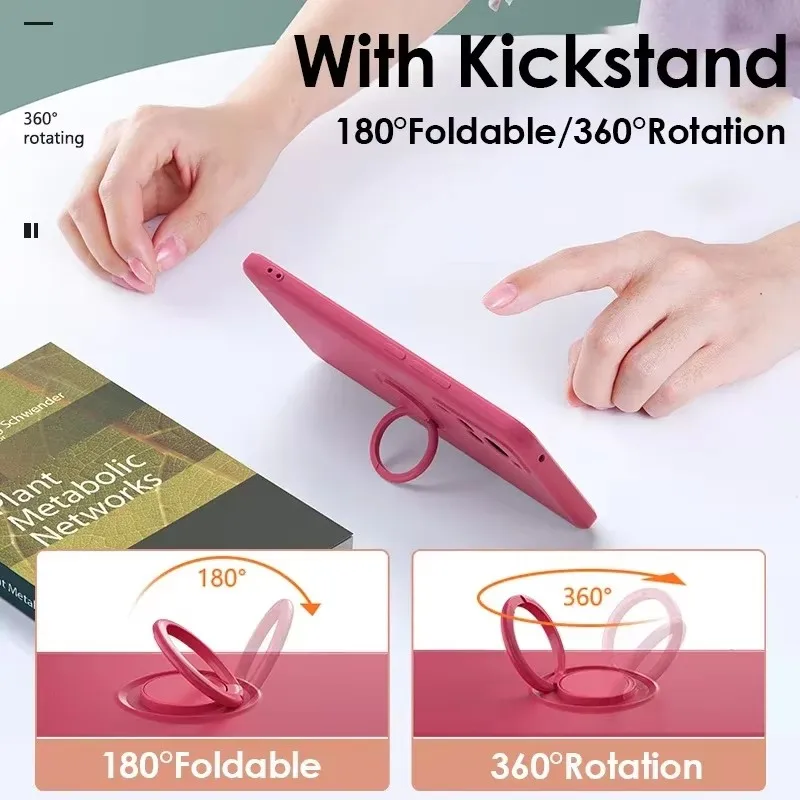 Liquid Silicone Magnetic Holder Stand Phone Case For XiaoMi 13T 14T 15 Redmi...