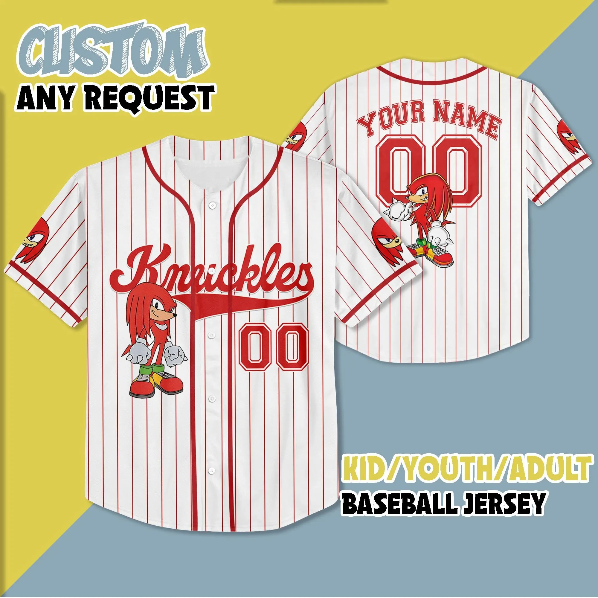 새로운 어린이 여름 맞춤형 소년 소녀 패션 스트리트웨어, 소닉 할로윈 3D 맞춤형 이름 야구 유니폼, chil