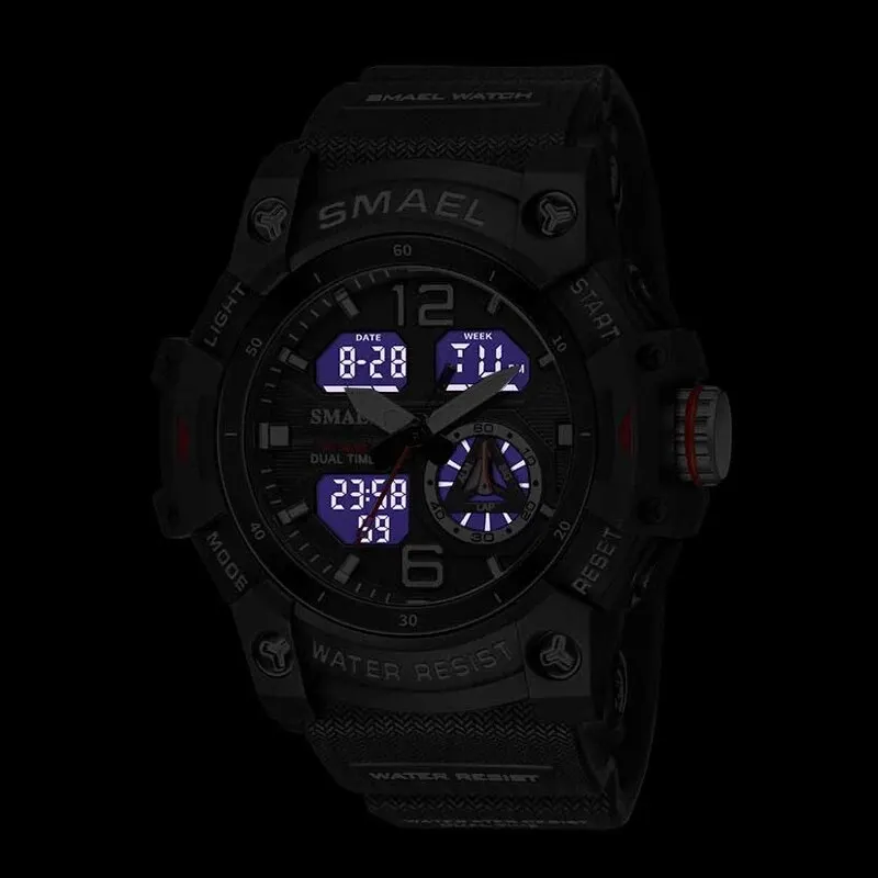 SMAEL Sport Watch Military Wristwatch for Men Alarm Stopwatch LED Digital Back Light Dual Time Display Waterproof Watch Men 8007 2