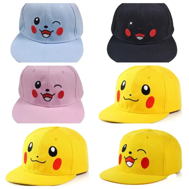 

New Pokemon Cartoon Hat Anime Character Pikachu Parent-child Flat Headgear Hip-hop Baseball Hat Children's Fashion Birthday Gift