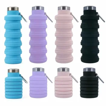 New Portable Silicone Water Bottle Retractable Folding Coffee Bottle Cups  Outdoor Travel Tools Collapsible Sport Bottles