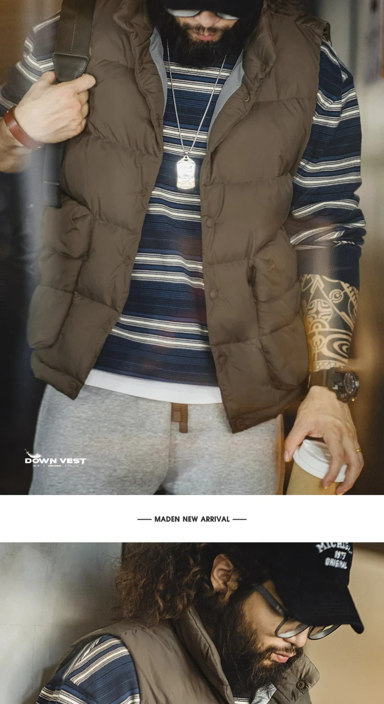 Maden Men's Puffer Vest Styling 4