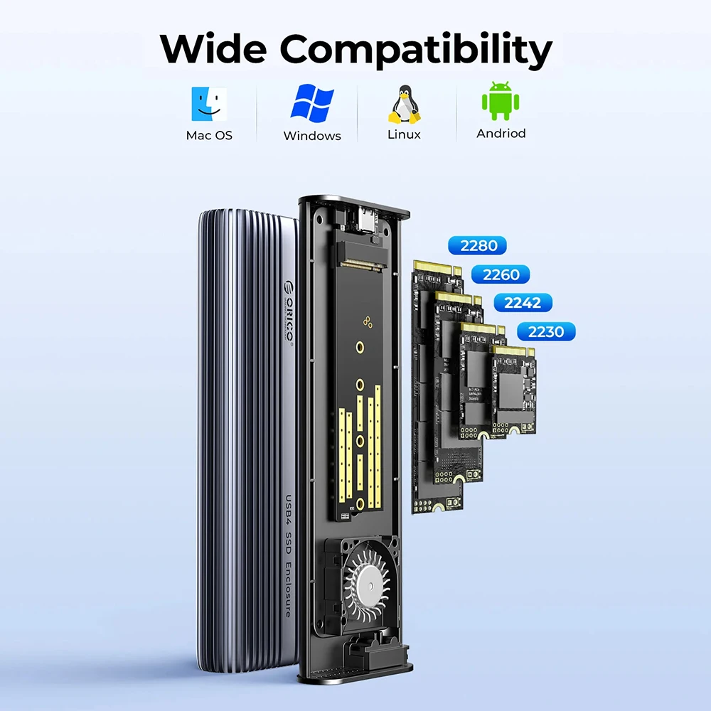 Orico-caixa de Gabinete Ssd em Alumínio Thunderbolt Usb M.2 Nvme Pcie 4.0 40gbps 8tb 18 - Imagem 3