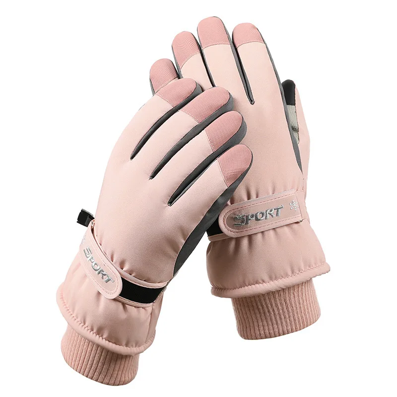 Winter Ski Gloves Men Women Outdoor Cycling with Touchable Screen for Warmth, Plush and Thick Gloves, Waterproof and Anti Slip ski gloves autumn and winter men s and women s outdoor plush warm windproof anti slip zipper pocket touch screen riding gloves