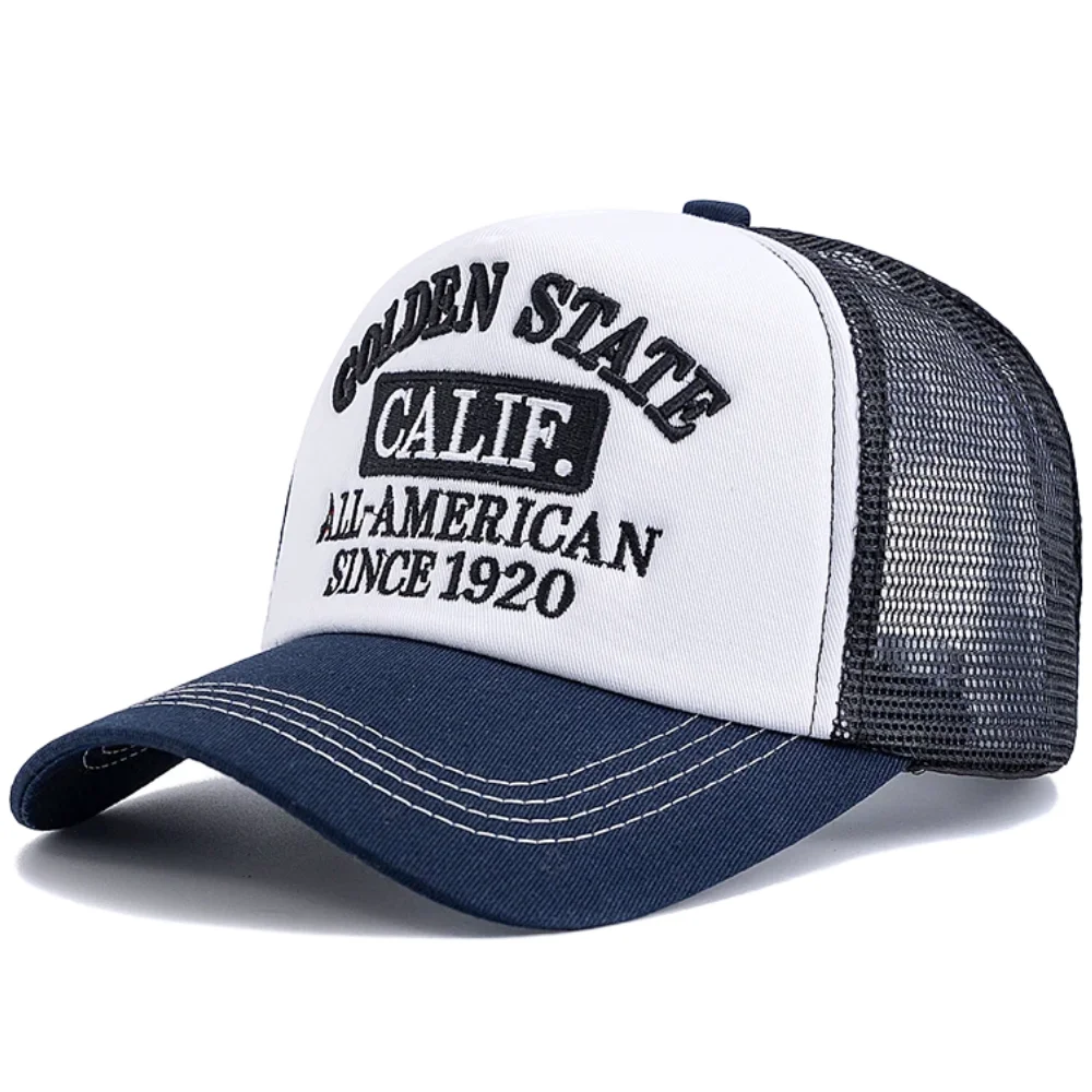 Heißer Verkauf Unisex Fashion Trucker Caps Golden State California Bestickte Mesh-Baseballkappe für Herren Damen Outdoor-Hüte und -Kappen – Detail 13