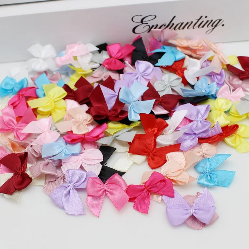 Ribbon Bow Decoration 50/100pcs Mix noeud ruban Satin Bows 25mm Hand Bow-knot Tie for Crafts Christmas Party