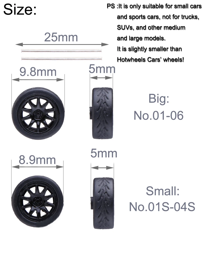 BNDS 1/64 Wheels With Rubber Tires ABS Assembly Rims Modified Parts for 1:64 Model Car VIP Style Detail-up Set New Clearance 6